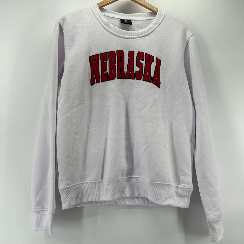 Colosseum Nebraska Sweatshirt Womens M White Embroidered NCAA NWT Huskers